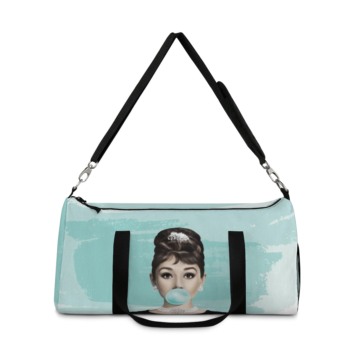 Personalized Audrey Hepburn Duffel Bag - Blue Bubblegum