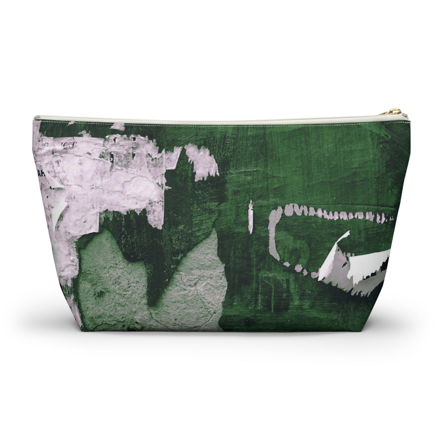 Urban Street Art Cosmetic Pouch w T-bottom, Accessory Pouch - Torn Poster Street Art Makeup Bag - Emerald Bag 9