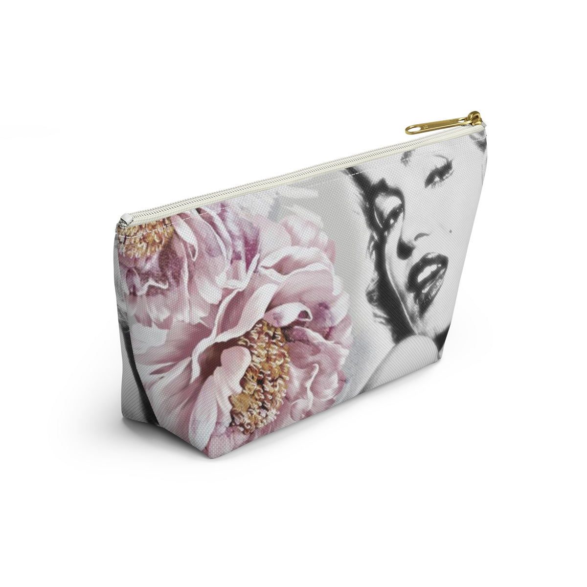 Marilyn Monroe Pouch w T-bottom, Accessory Pouch - Pink Peonies