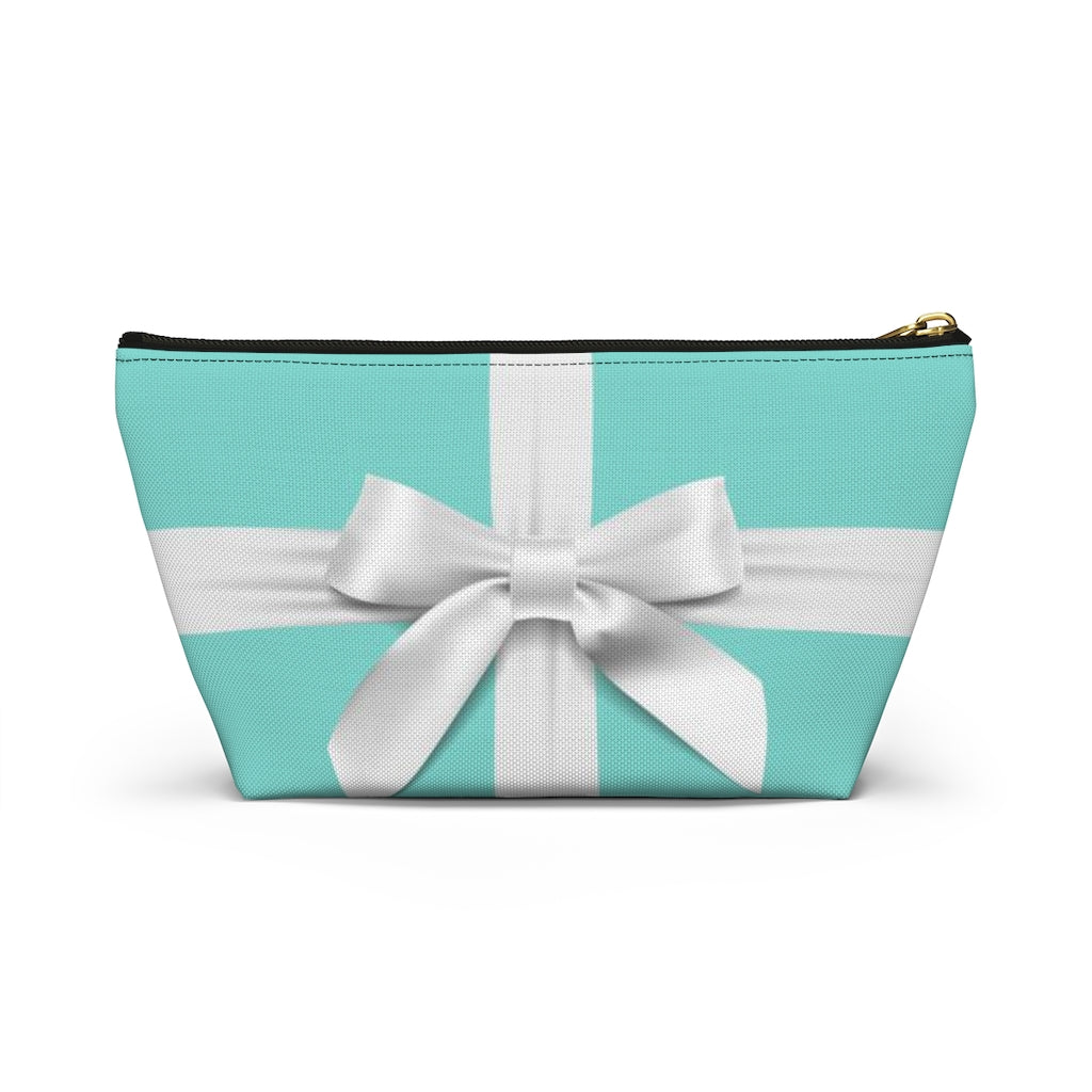 Little Blue Box Cosmetic Pouch w T-bottom, Accessory Pouch