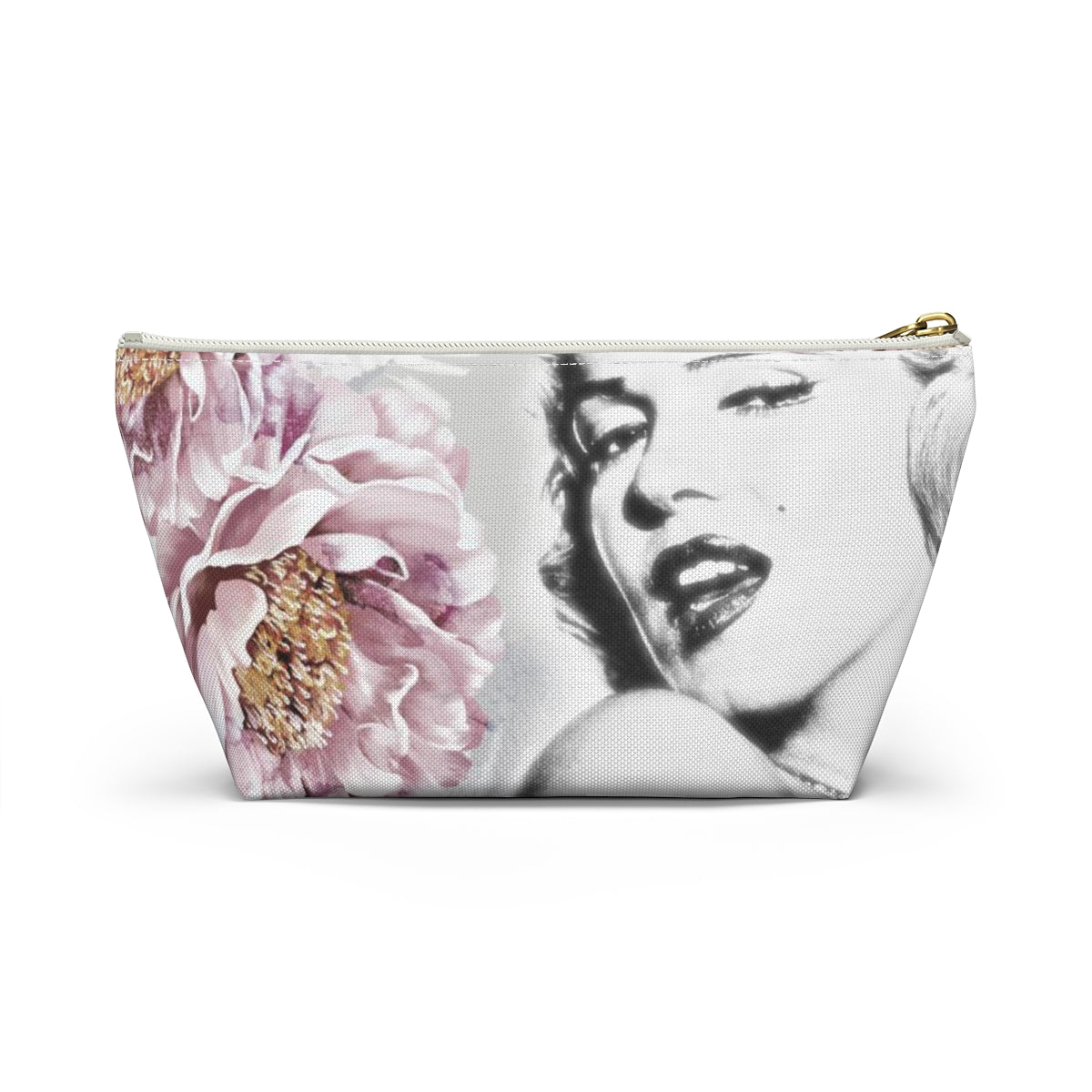 Marilyn Monroe Pouch w T-bottom, Accessory Pouch - Pink Peonies