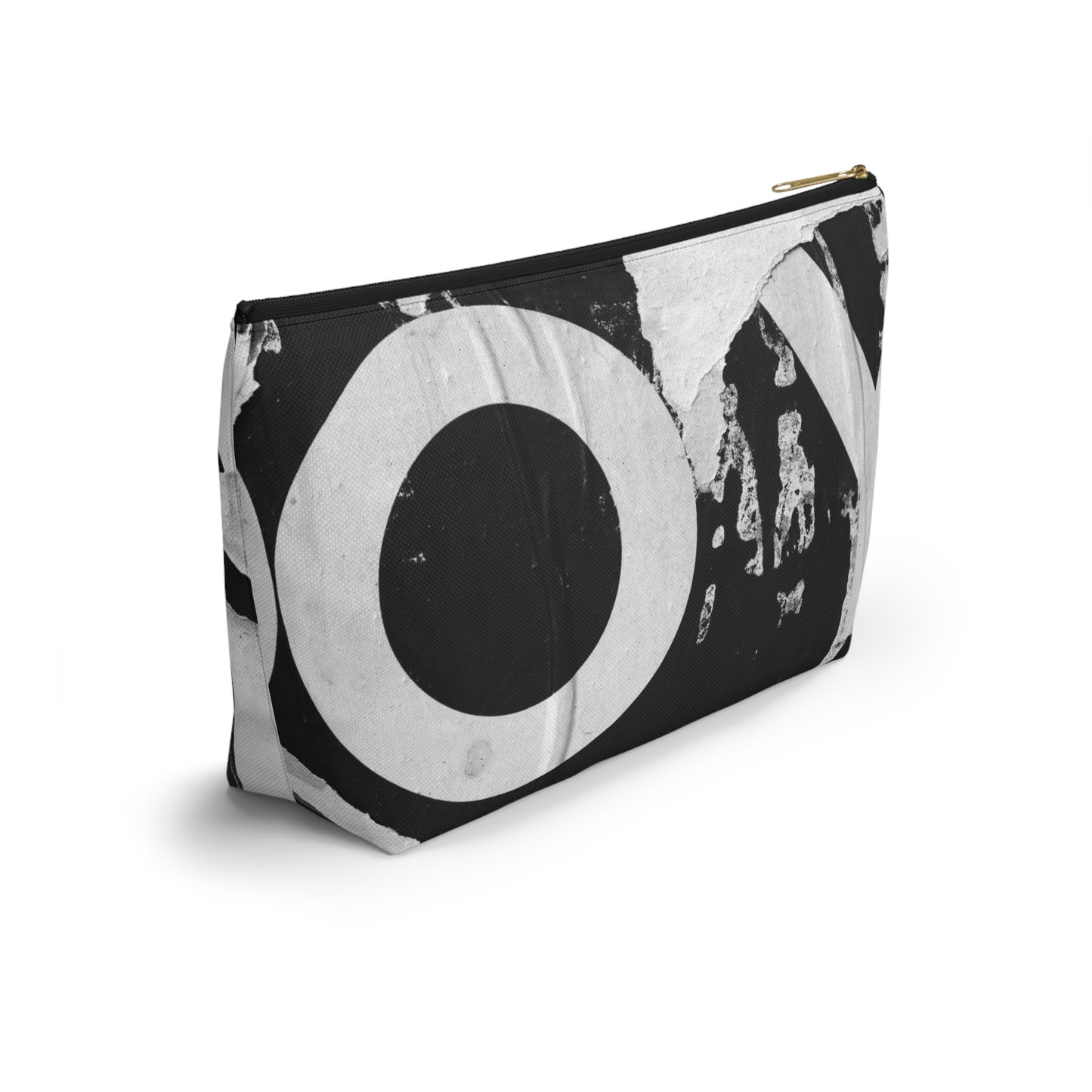 Urban Street Art Cosmetic Pouch w T-bottom, Accessory Pouch - Torn Poster Street Art Makeup Bag - Black and White YO Bag 15