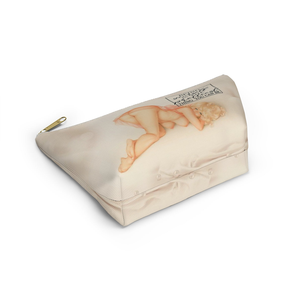 Pinup Girl Cosmetic Pouch w T-bottom, Accessory Pouch - Being Yourself is the Prettiest Thing You Can Be