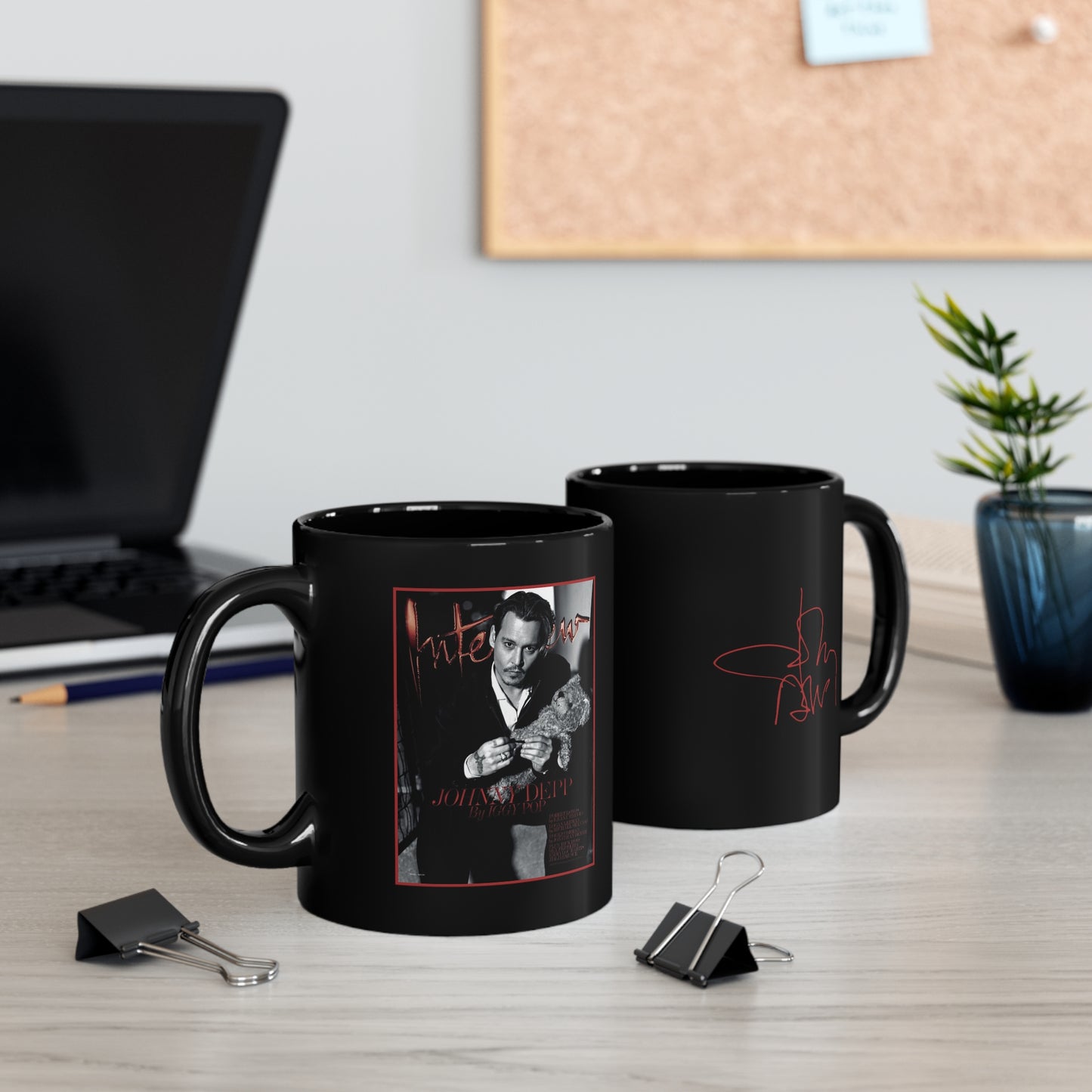 Johnny Depp INTERVIEW Magazine Cover Mug - 11oz Black Mug - Johnny Depp Autograph