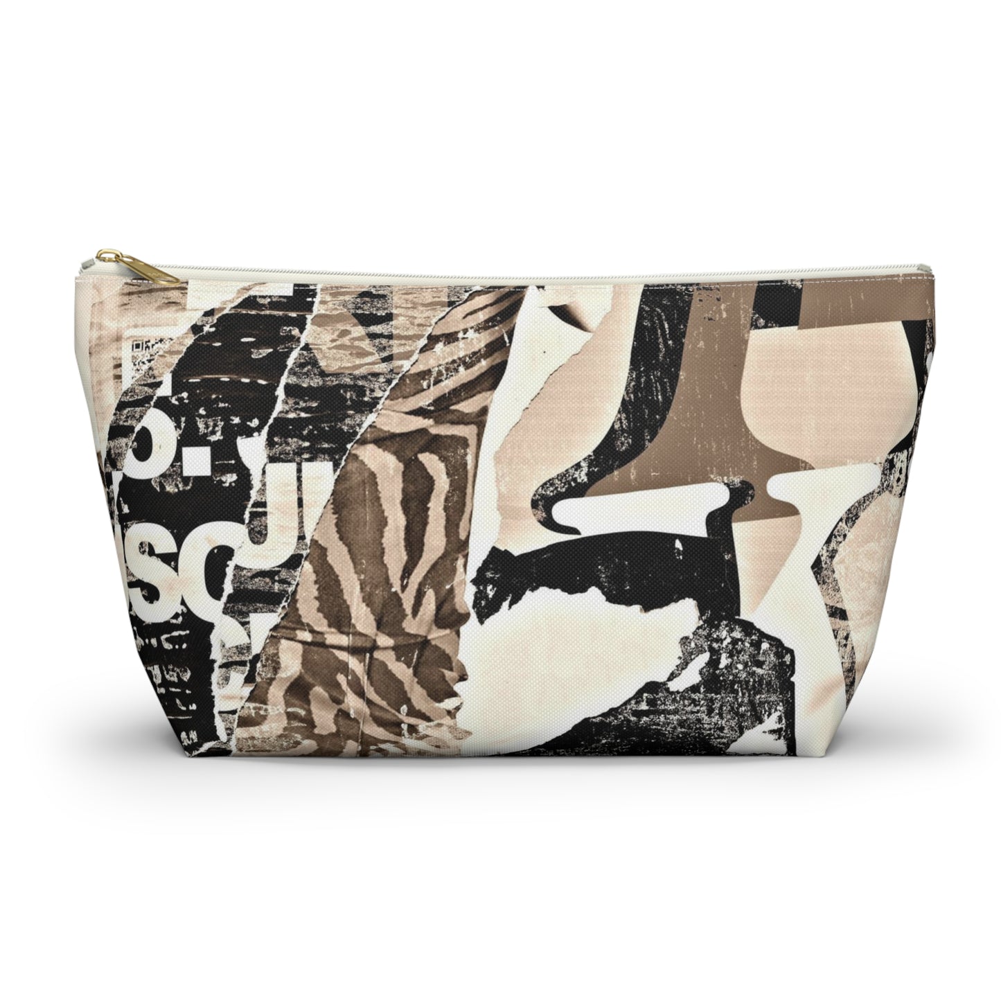 Urban Street Art Cosmetic Pouch w T-bottom, Accessory Pouch - Torn Poster Street Art Makeup Bag - Zebra Bag 20