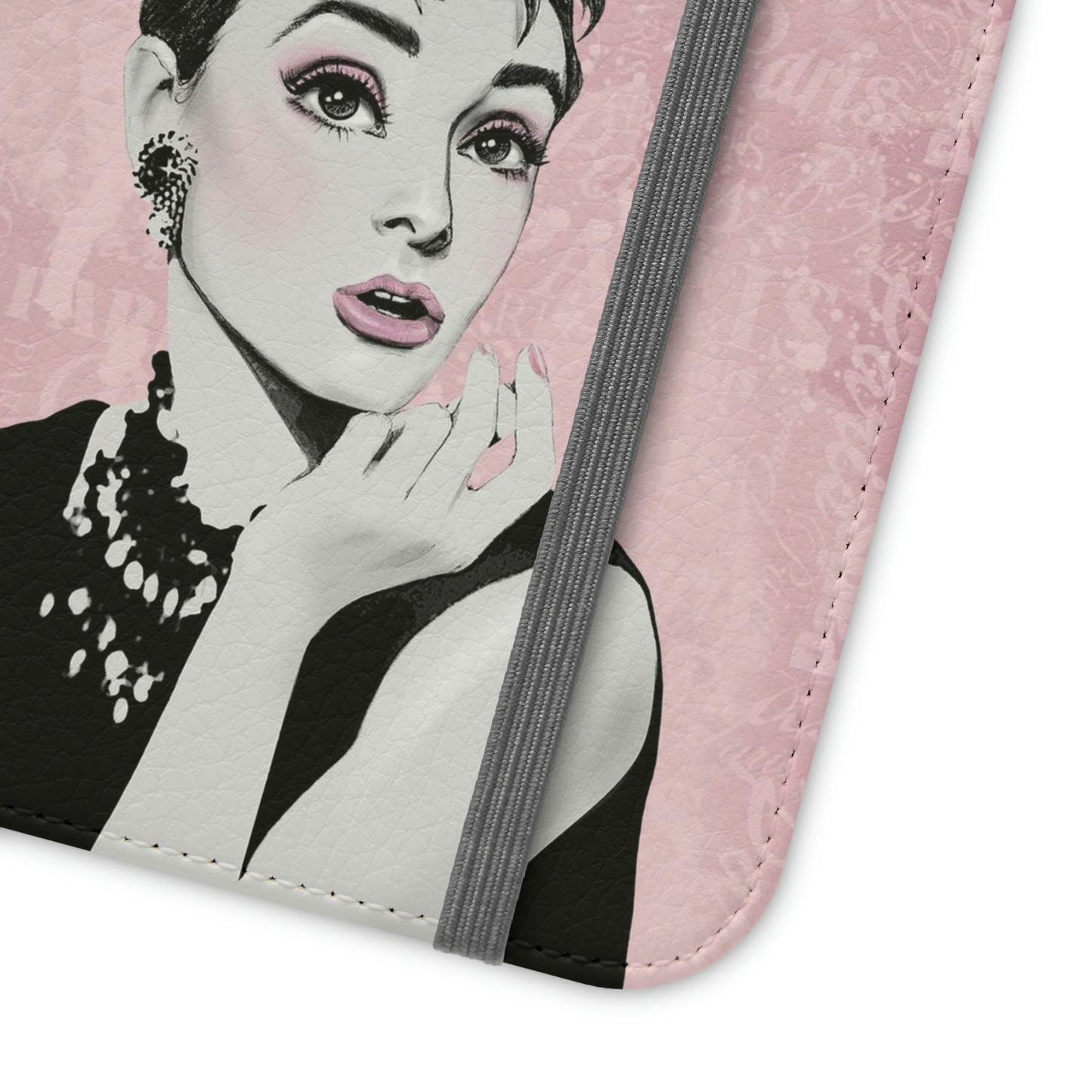 Audrey Hepburn Phone Case, Pink Paris Folio Phone Case, Paris is Always a Good Idea Smart Phone Folding Case