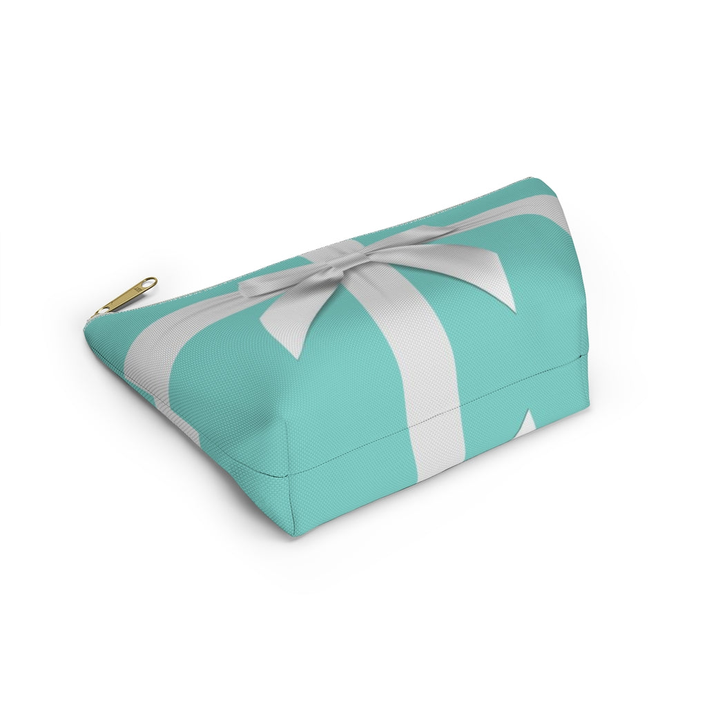 Little Blue Box Cosmetic Pouch w T-bottom, Accessory Pouch