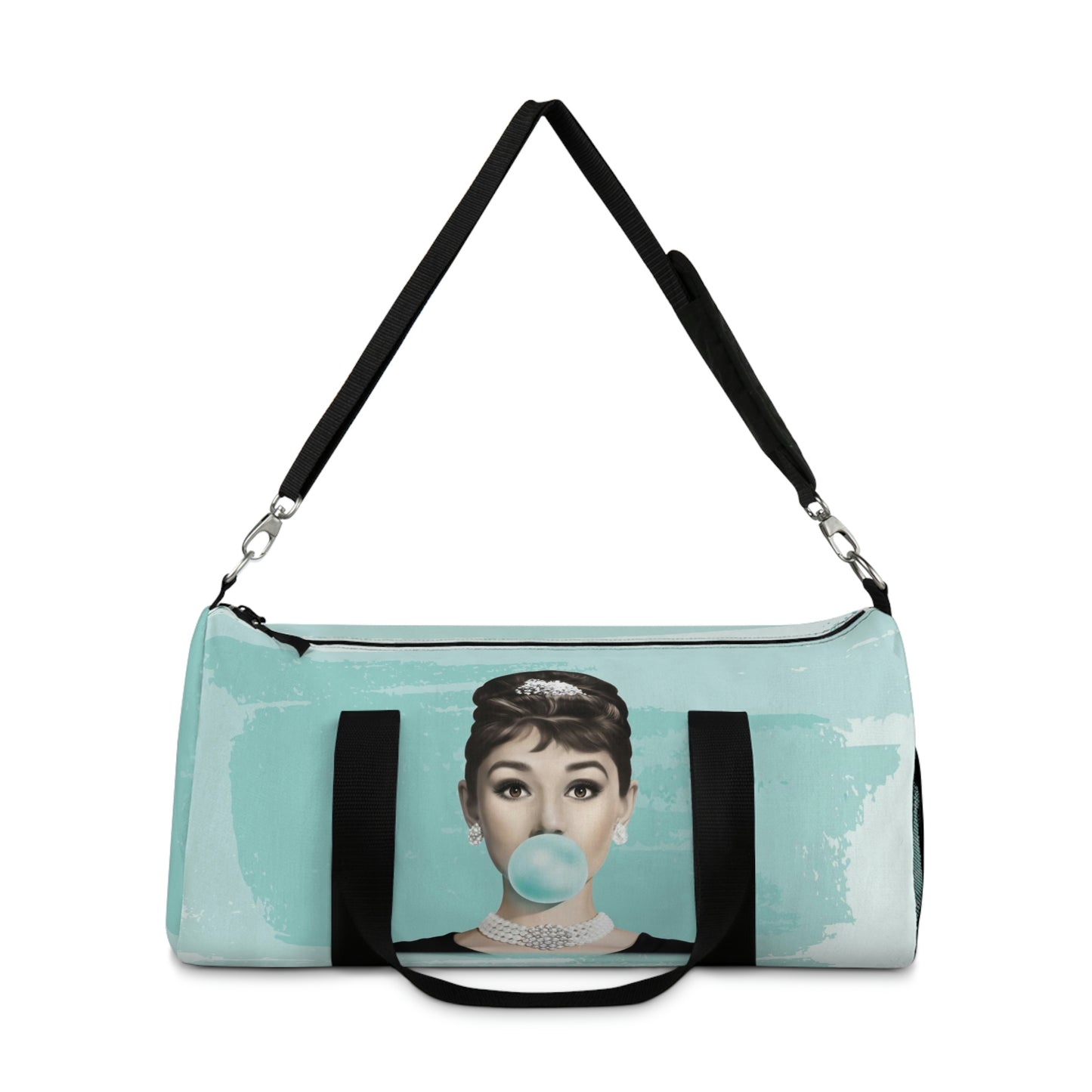 Personalized Audrey Hepburn Duffel Bag - Blue Bubblegum