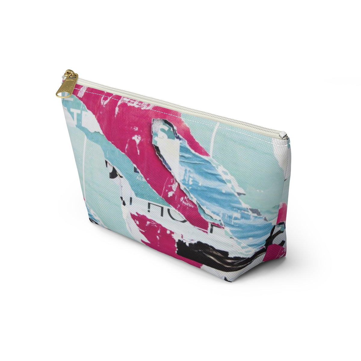 Abstract Cosmetic Pouch w T-bottom, Accessory Pouch,  Pink and Blue, Abstract Poster