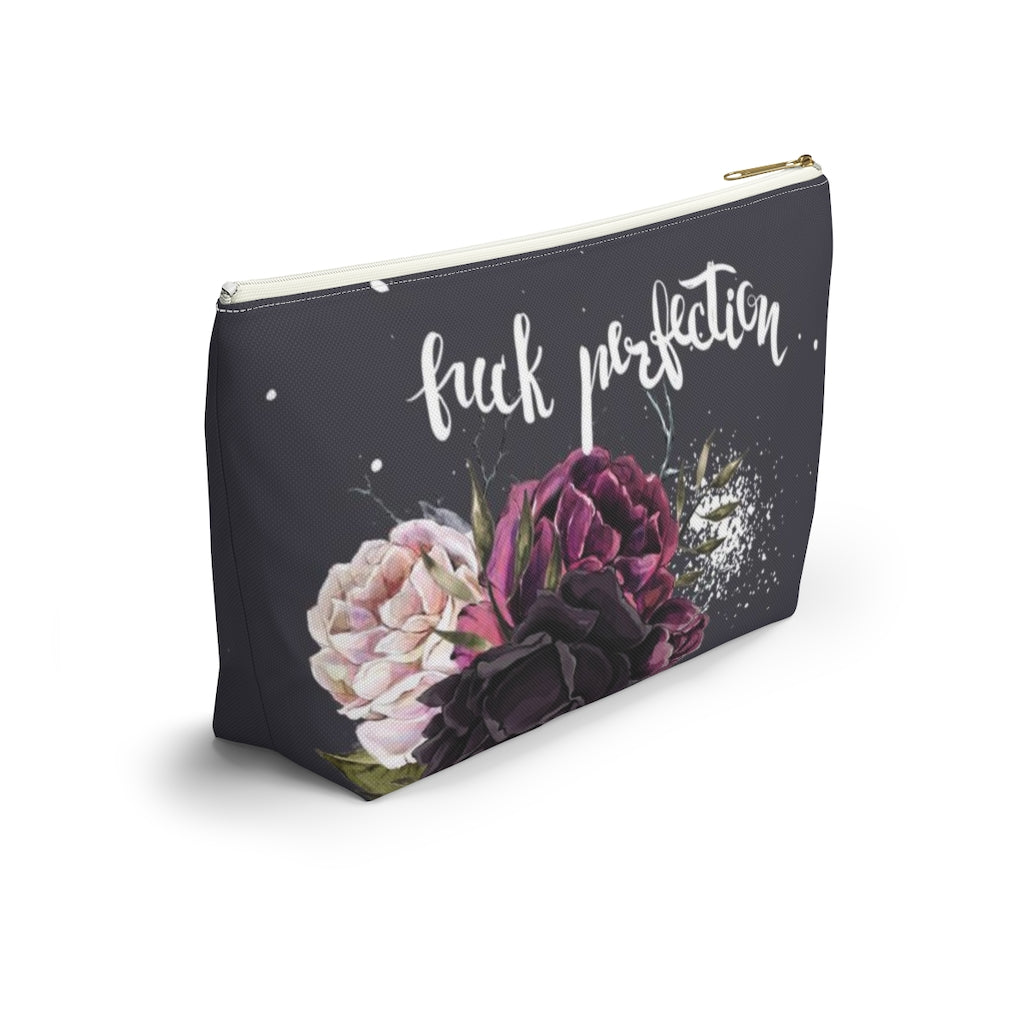 ADULT F*ck Perfection Cosmetic Pouch w T-bottom, Accessory Pouch, Rose