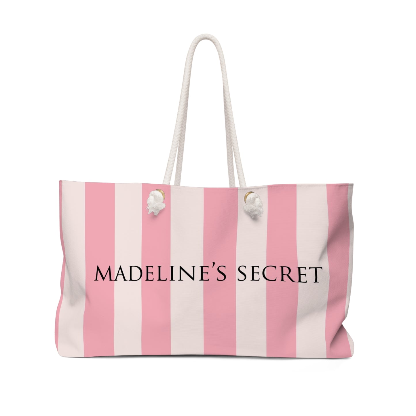 Personalized Secret Tote Bag - Weekender Bag, Rope Tote, Pink Stripe