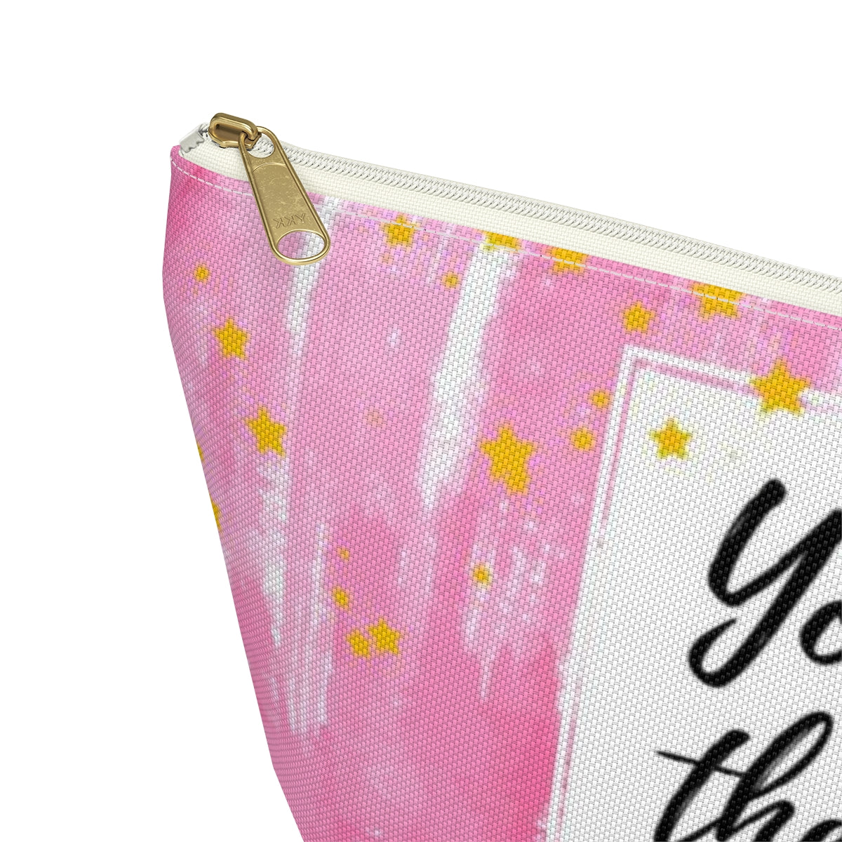 You are the Best Teacher Cosmetic Pouch w T-bottom, Accessory Pouch, Pink with Gold Stars