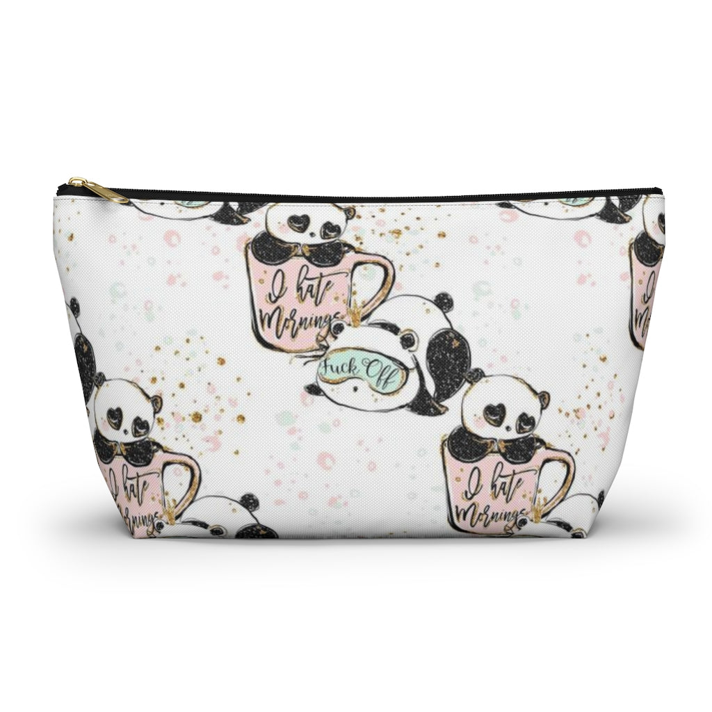 ADULT Not a Morning Panda Cosmetic Pouch w T-bottom, Accessory Pouch