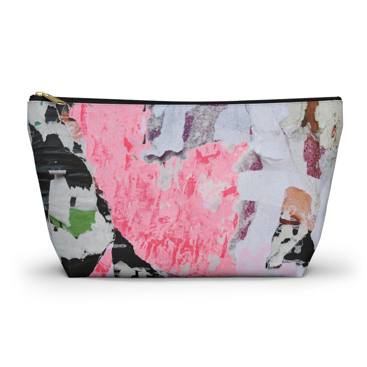 Urban Street Art Cosmetic Pouch w T-bottom, Accessory Pouch - Torn Poster Street Art Makeup Bag - Colormax Bag 6