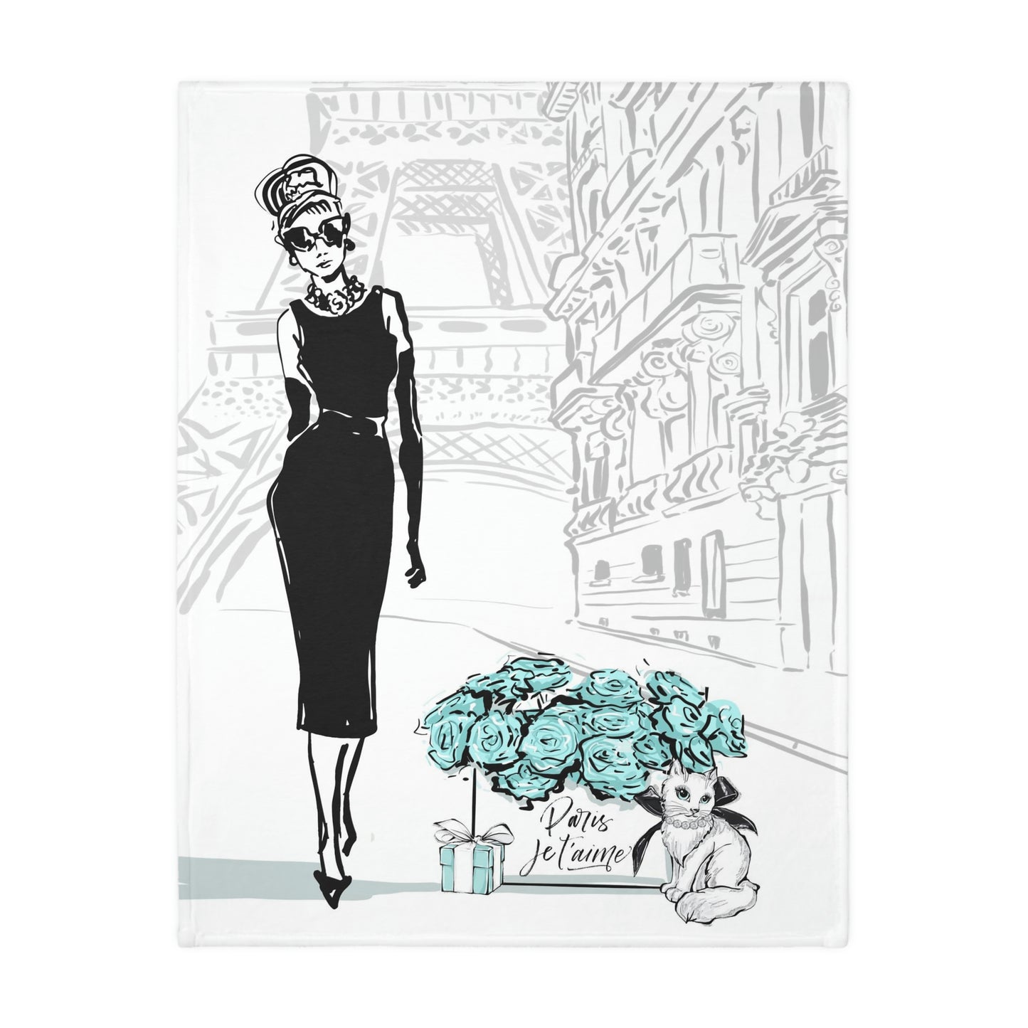 Audrey Hepburn in Paris Blanket - Velveteen Minky Throw - Breakfast at Tiffany Throw Blanket