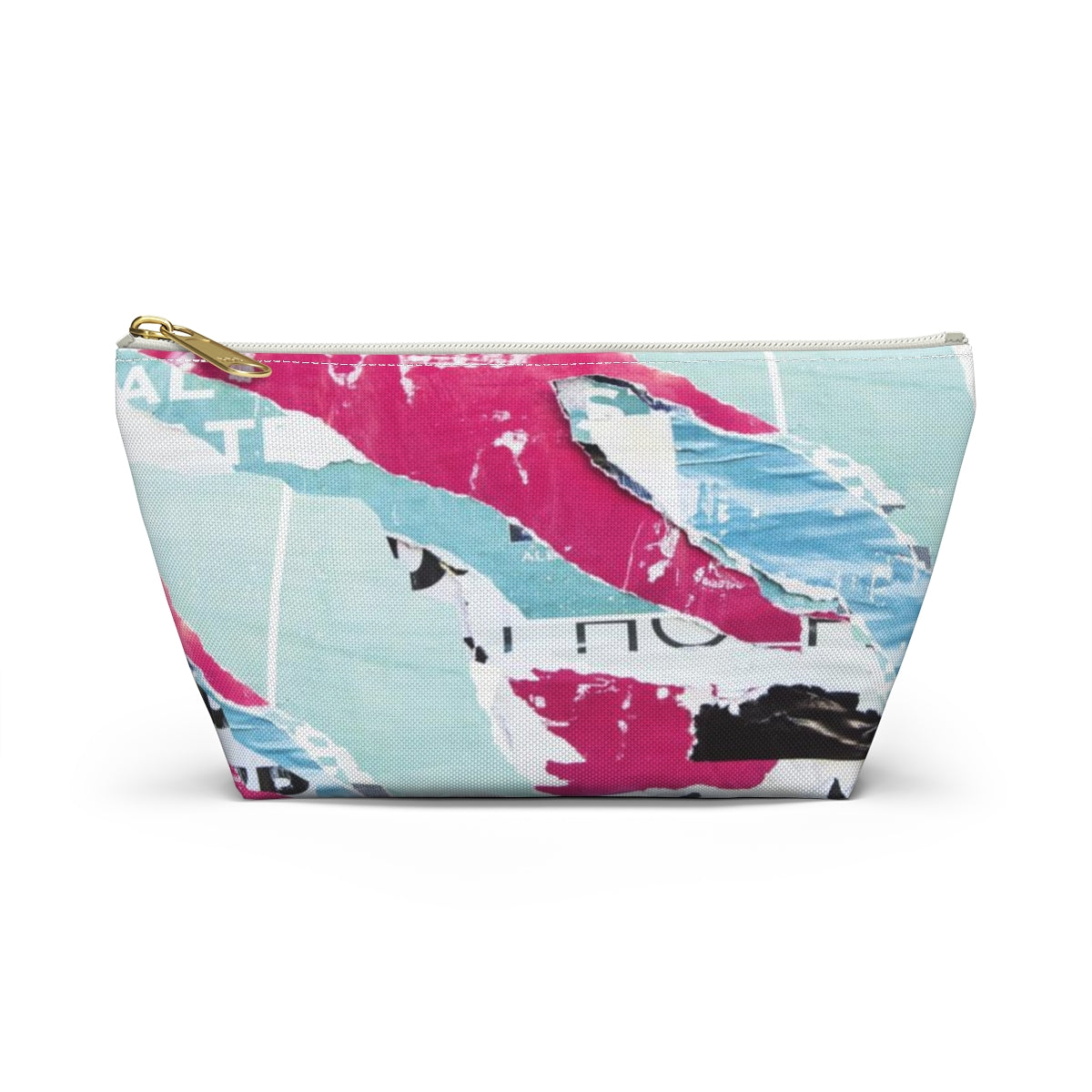 Abstract Cosmetic Pouch w T-bottom, Accessory Pouch,  Pink and Blue, Abstract Poster