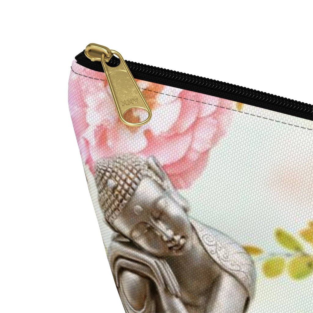 Buddha Cosmetic Pouch w T-bottom, Accessory Pouch, Rose