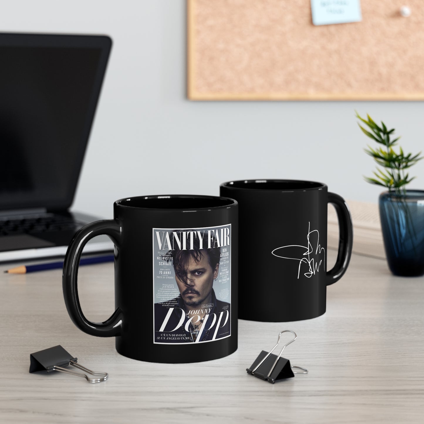 Johnny Depp VANITY FAIR Mug - 11oz Black Mug - Johnny Depp Autograph 1