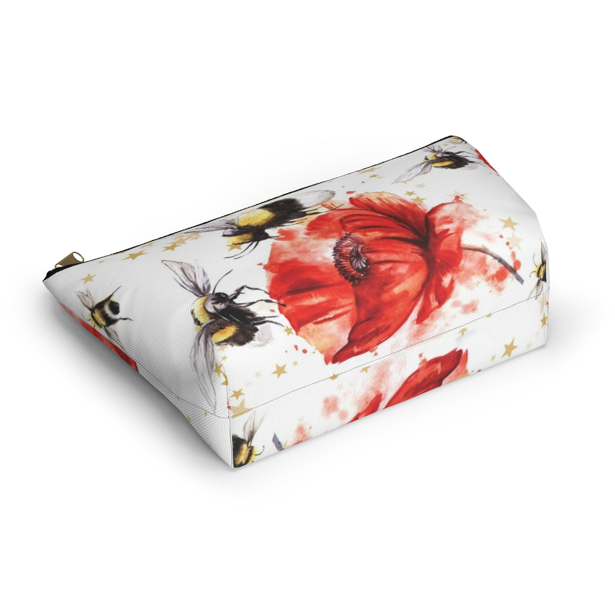 Bumblebee Cosmetic Pouch w T-bottom, Accessory Pouch, Red Poppy