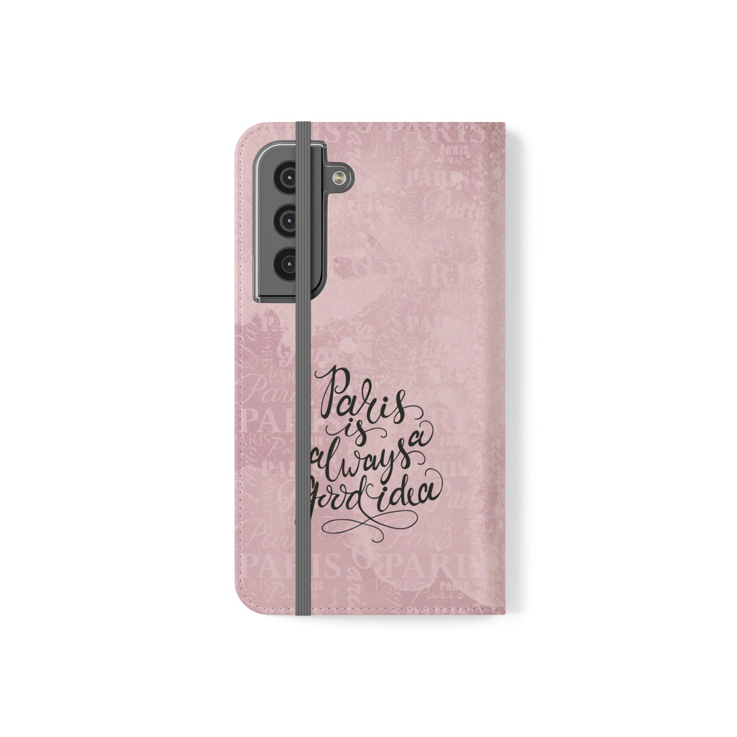 Audrey Hepburn Phone Case, Pink Paris Folio Phone Case, Paris is Always a Good Idea Smart Phone Folding Case