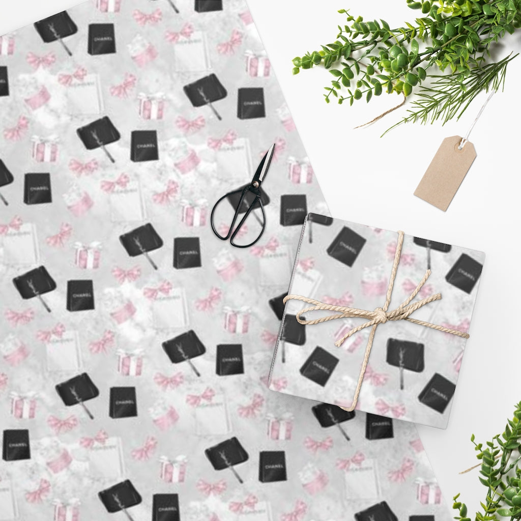 Paris Pink Shopping Wrapping Paper - Style 1