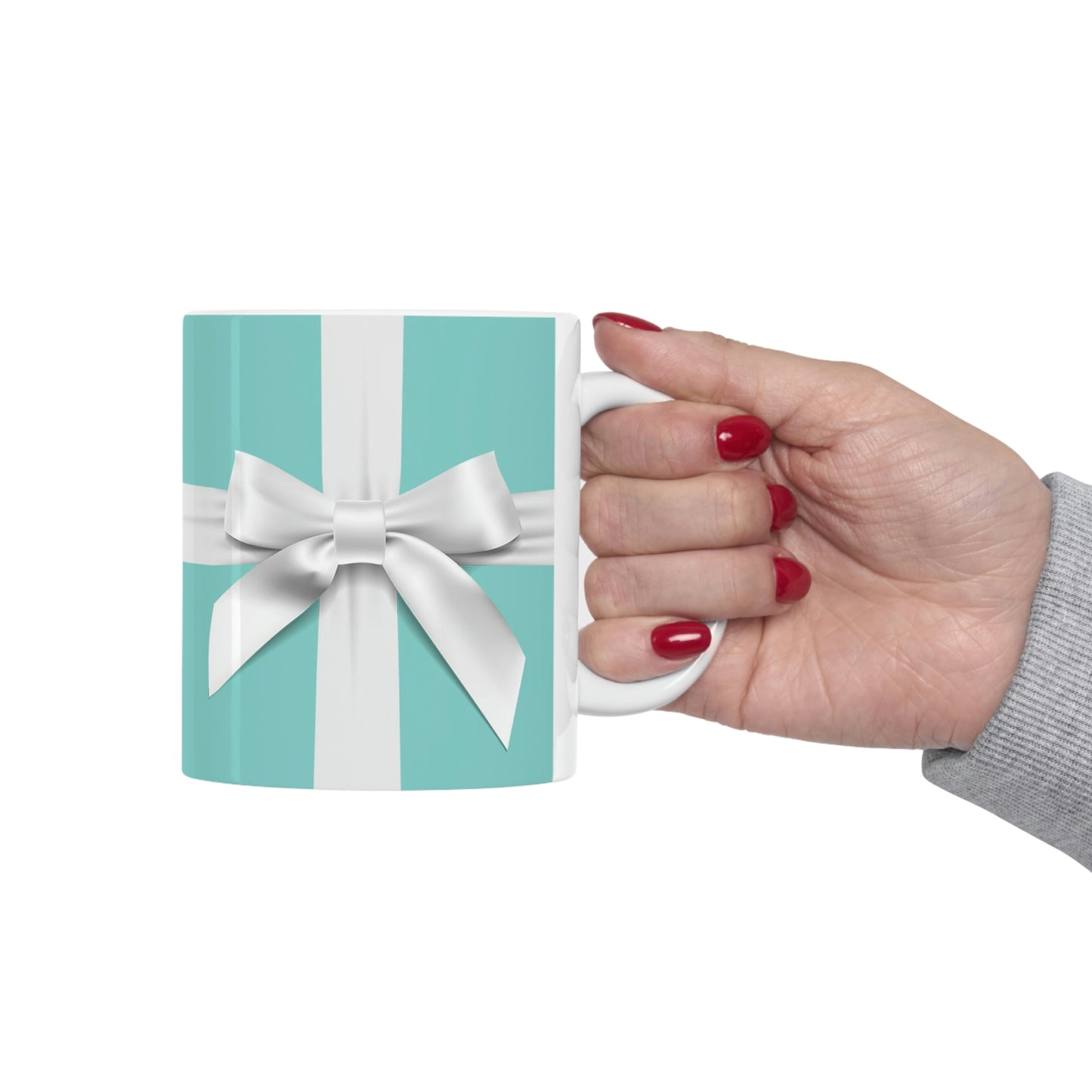 Personalized Little Blue Box Mug 11oz - Breakfast at Tiffany Mug - Robin Egg Blue Mug with White Bow - Name & Co.