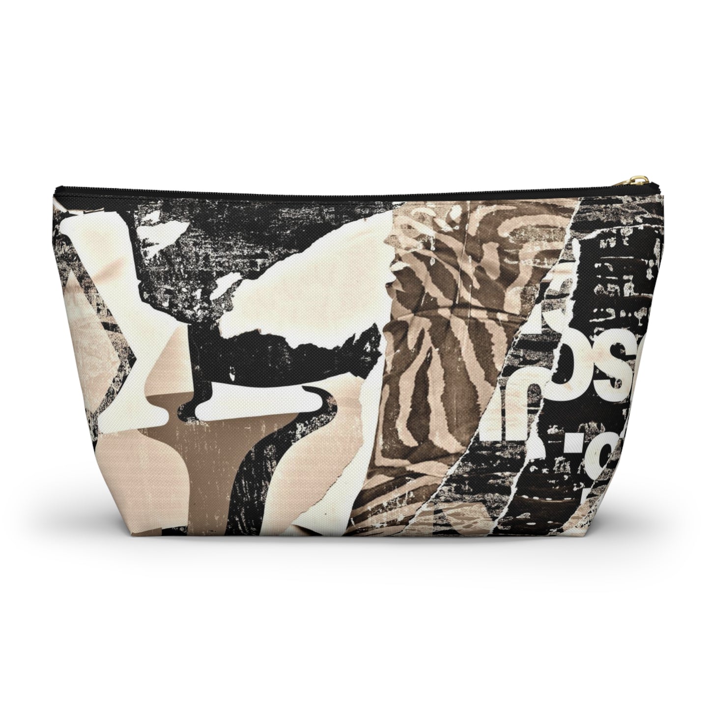 Urban Street Art Cosmetic Pouch w T-bottom, Accessory Pouch - Torn Poster Street Art Makeup Bag - Zebra Bag 20