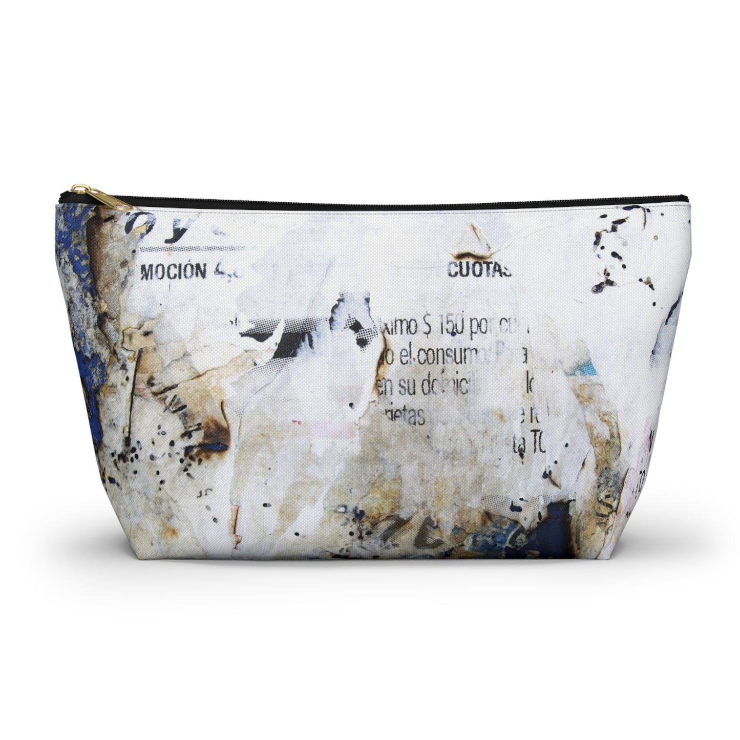 Urban Street Art Cosmetic Pouch w T-bottom, Accessory Pouch - Torn Poster Street Art Makeup Bag - Azule Bag 13