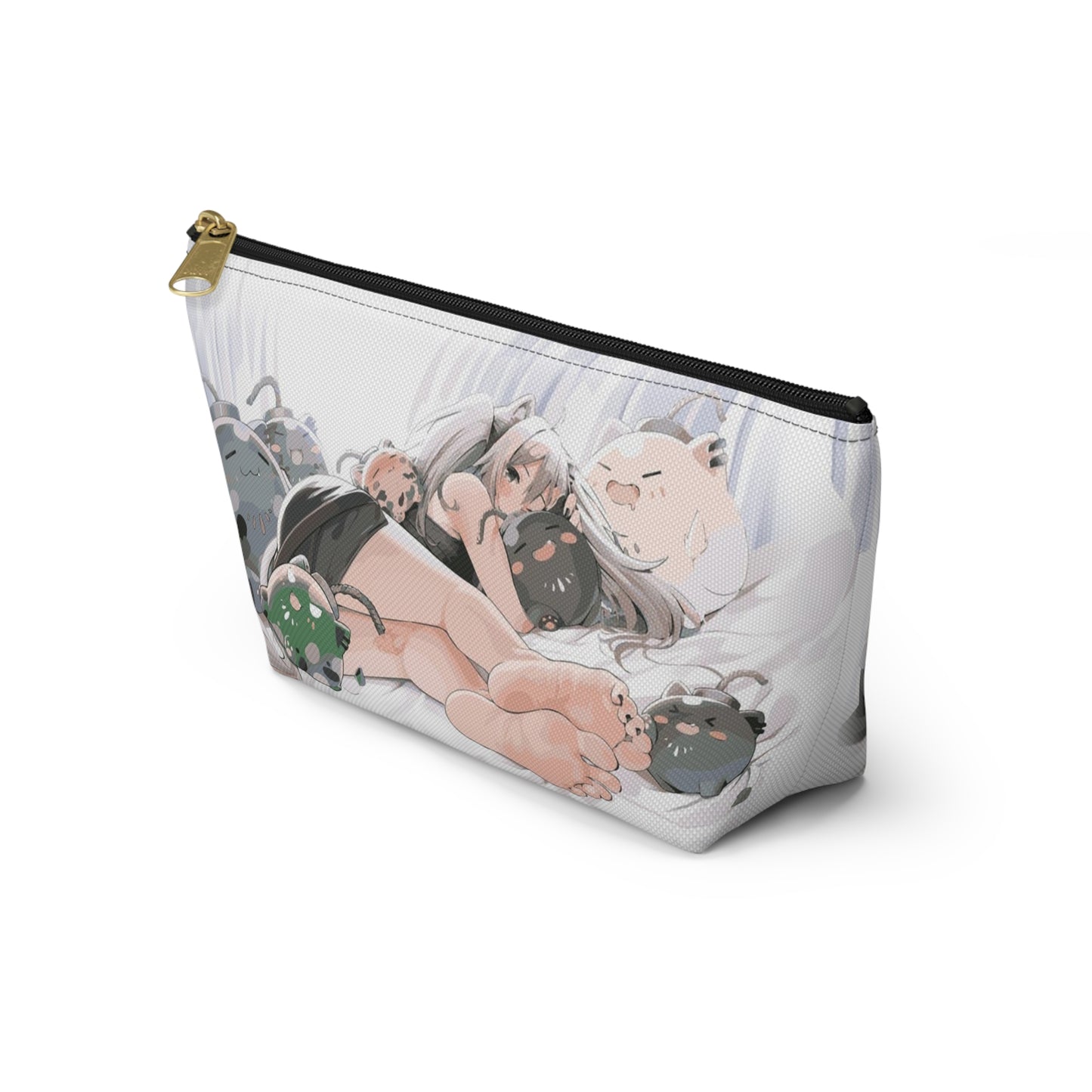 Anime Girl Cosmetic Pouch w T-bottom, Accessory Pouch, Anime Makeup Bag