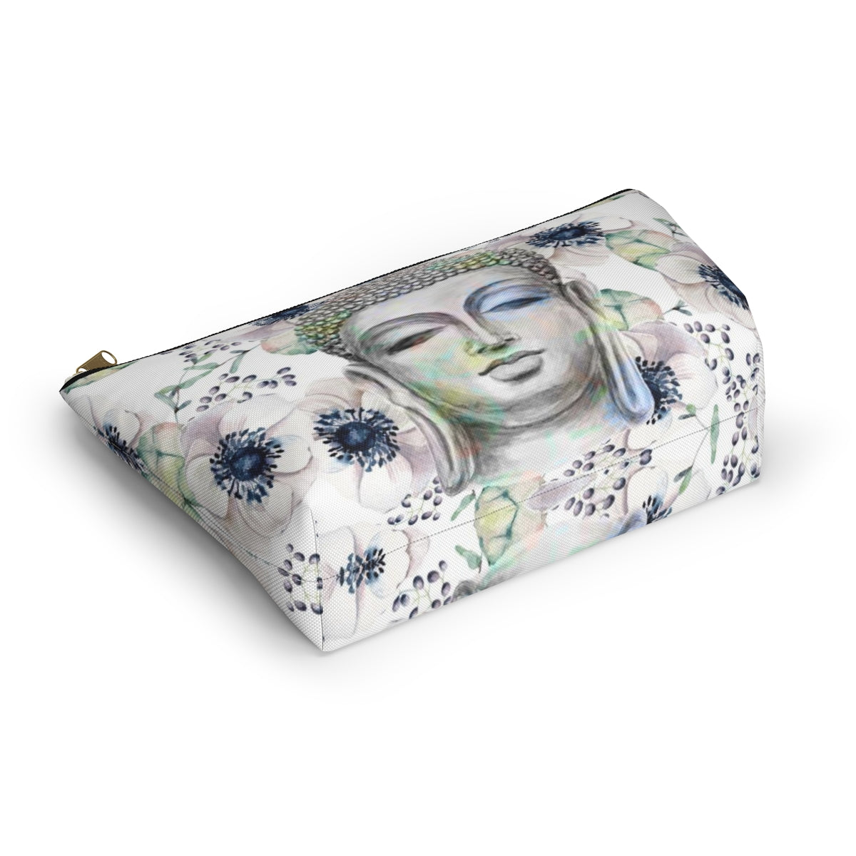 Buddha Cosmetic Pouch w T-bottom, Accessory Pouch - Buddha Flower