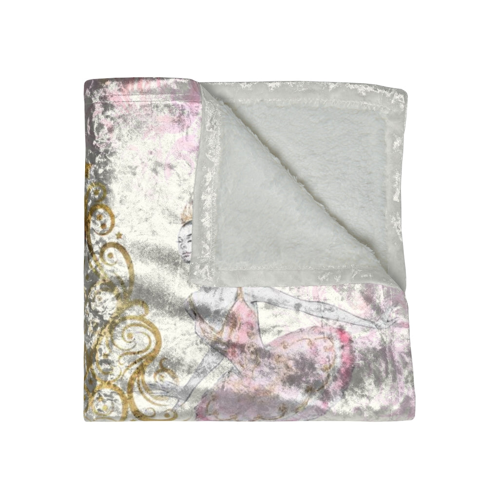 Personalized Nutcracker Ballet Blanket, Crushed Velvet Blanket, Pink and Gold