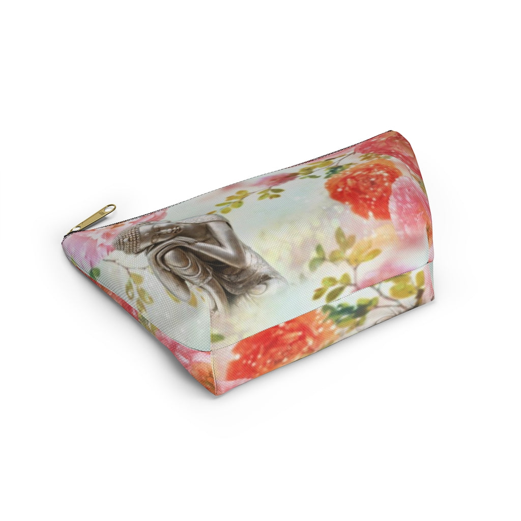 Buddha Cosmetic Pouch w T-bottom, Accessory Pouch, Rose