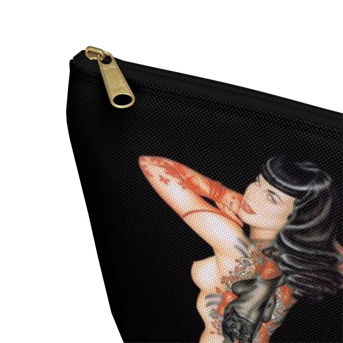 Pinup Girl Cosmetic Pouch w T-bottom, Accessory Pouch - Femme Forever Black Cat Tattoo Pinup Girl