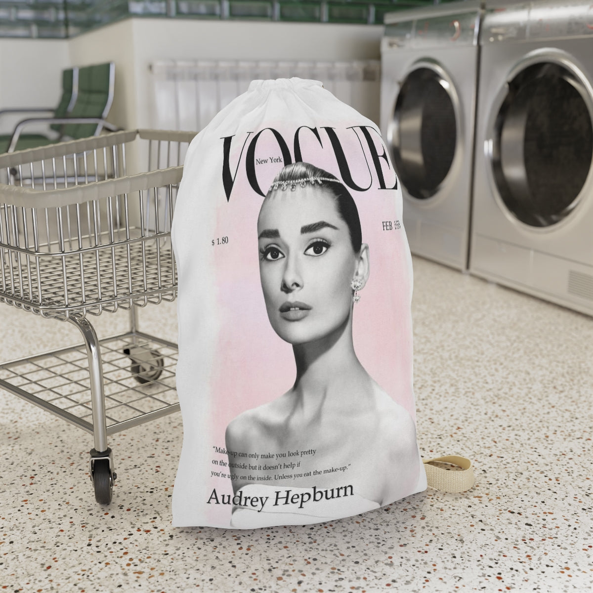 VOGUE Audrey Hepburn Sack, Laundry Sack, Santa Sack, Dust Bag, Gift Sack - Pink