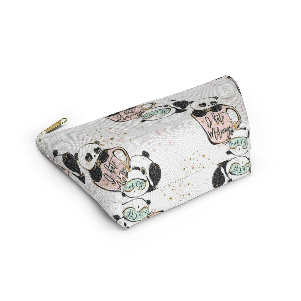 ADULT Not a Morning Panda Cosmetic Pouch w T-bottom, Accessory Pouch