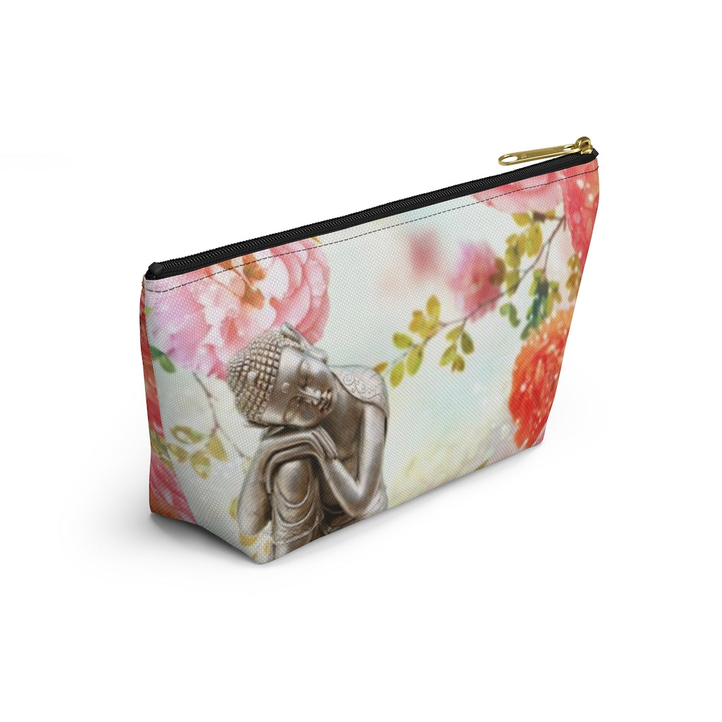 Buddha Cosmetic Pouch w T-bottom, Accessory Pouch, Rose