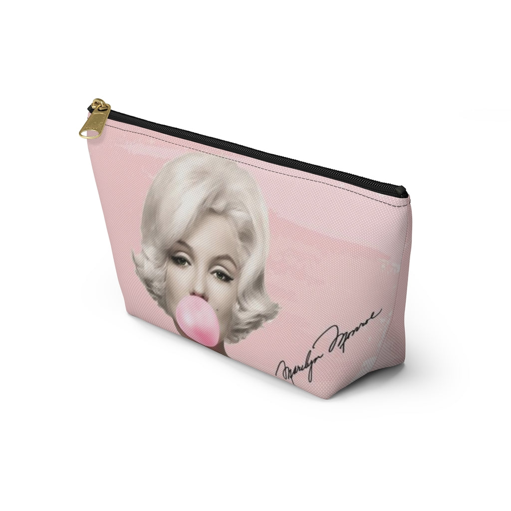 Marilyn Monroe Cosmetic Pouch w T-bottom, Accessory Pouch, Pink Signature