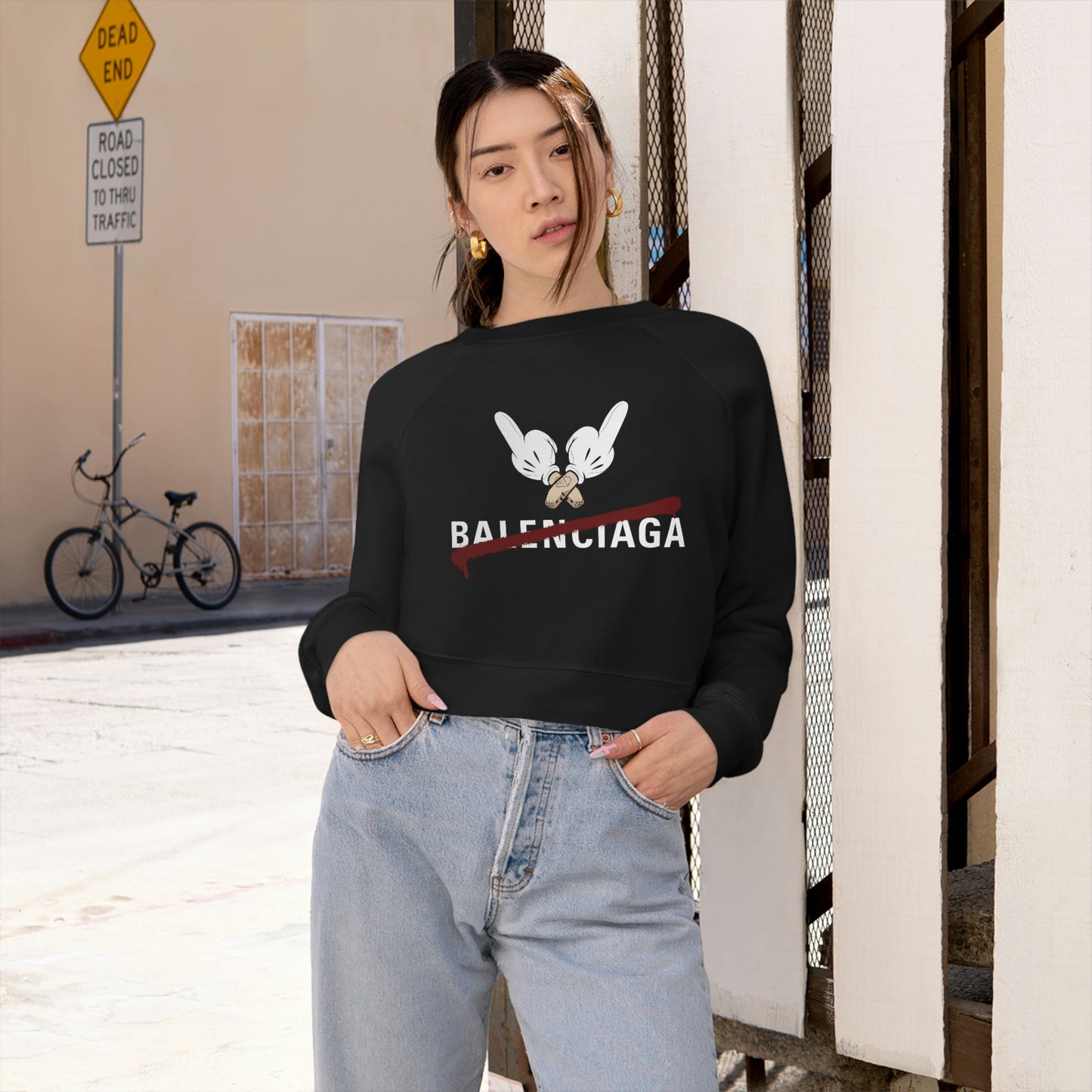 CANCEL BALENCIAGA Adult Crop Sweatshirt, Cropped Pullover, Crop Fleece, Crop Top - F*ck Balenciaga