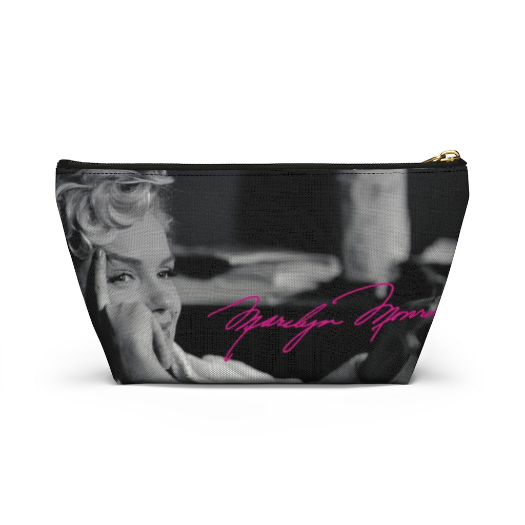 Marilyn Monroe Cosmetic Pouch w T-bottom, Accessory Pouch, Hot Pink Signature