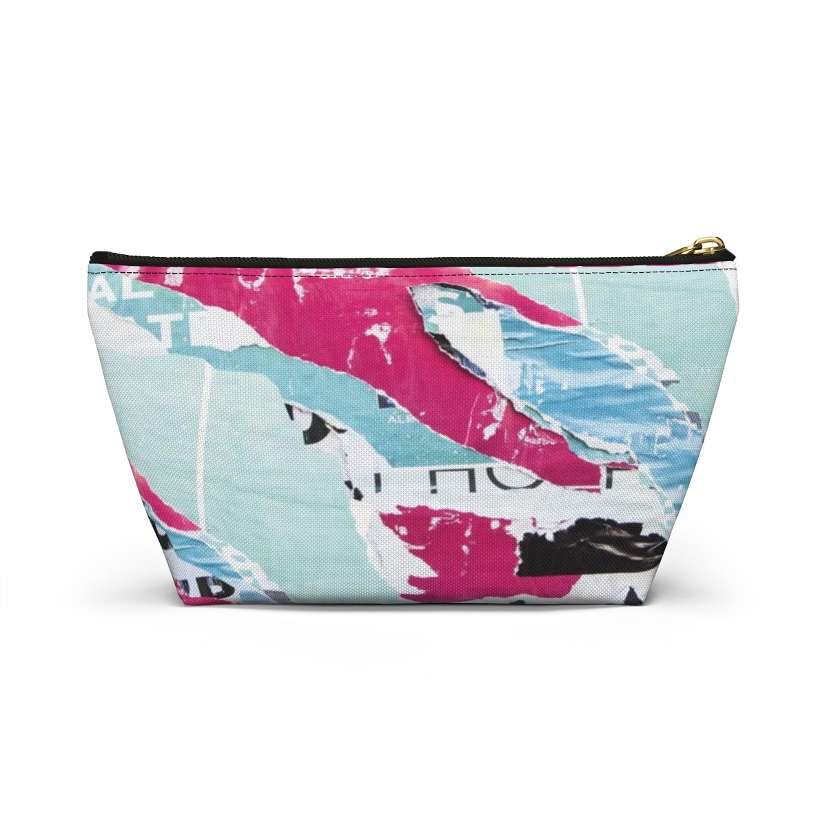 Abstract Cosmetic Pouch w T-bottom, Accessory Pouch,  Pink and Blue, Abstract Poster