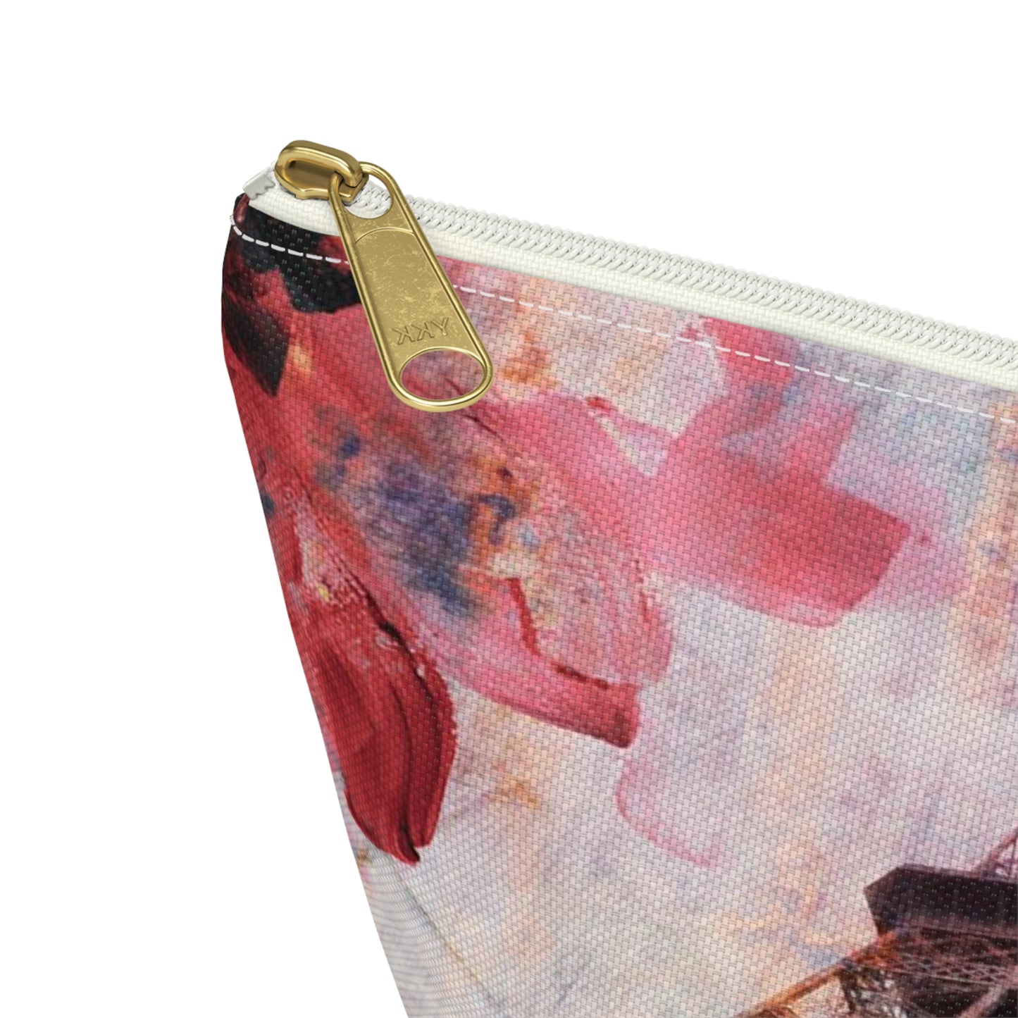 Eiffel Tower Cosmetic Pouch w T-bottom, Accessory Pouch - Paris Abstract Flower