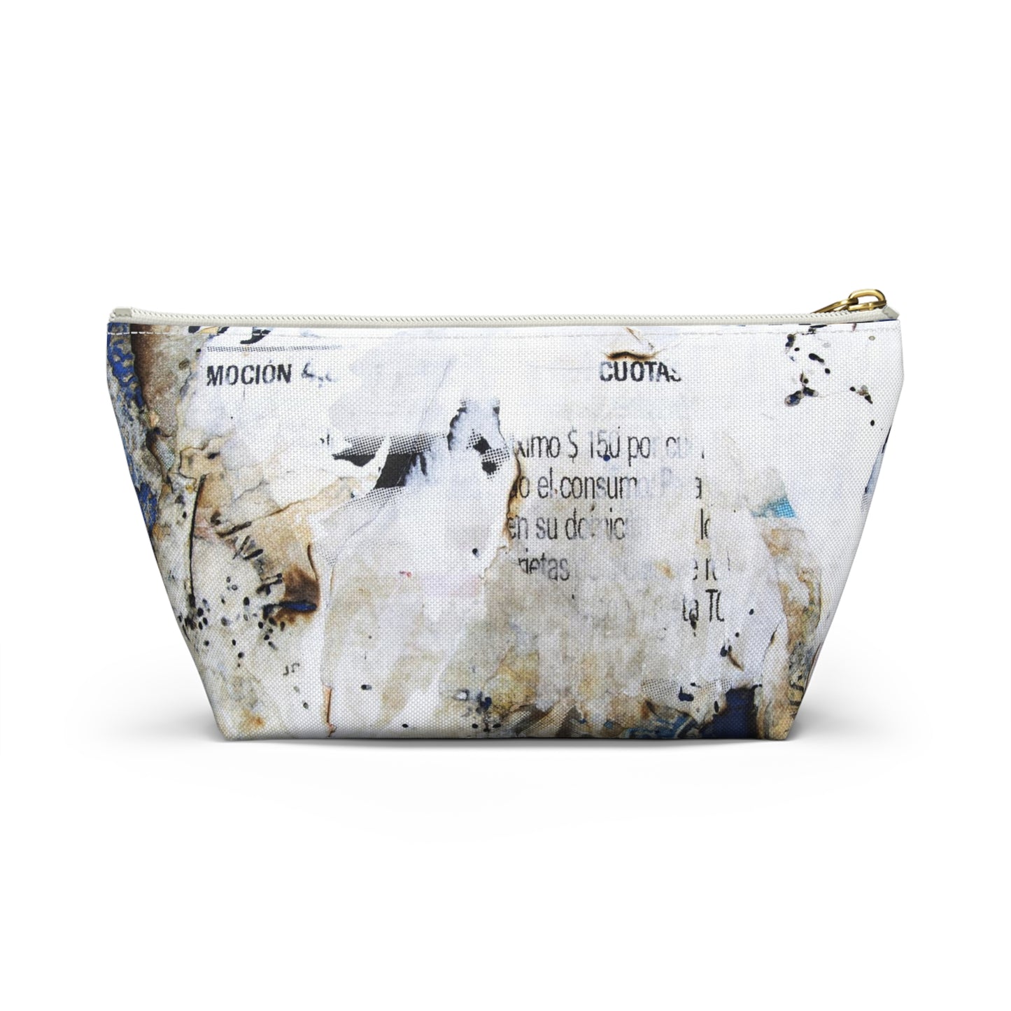 Urban Street Art Cosmetic Pouch w T-bottom, Accessory Pouch - Torn Poster Street Art Makeup Bag - Azule Bag 13