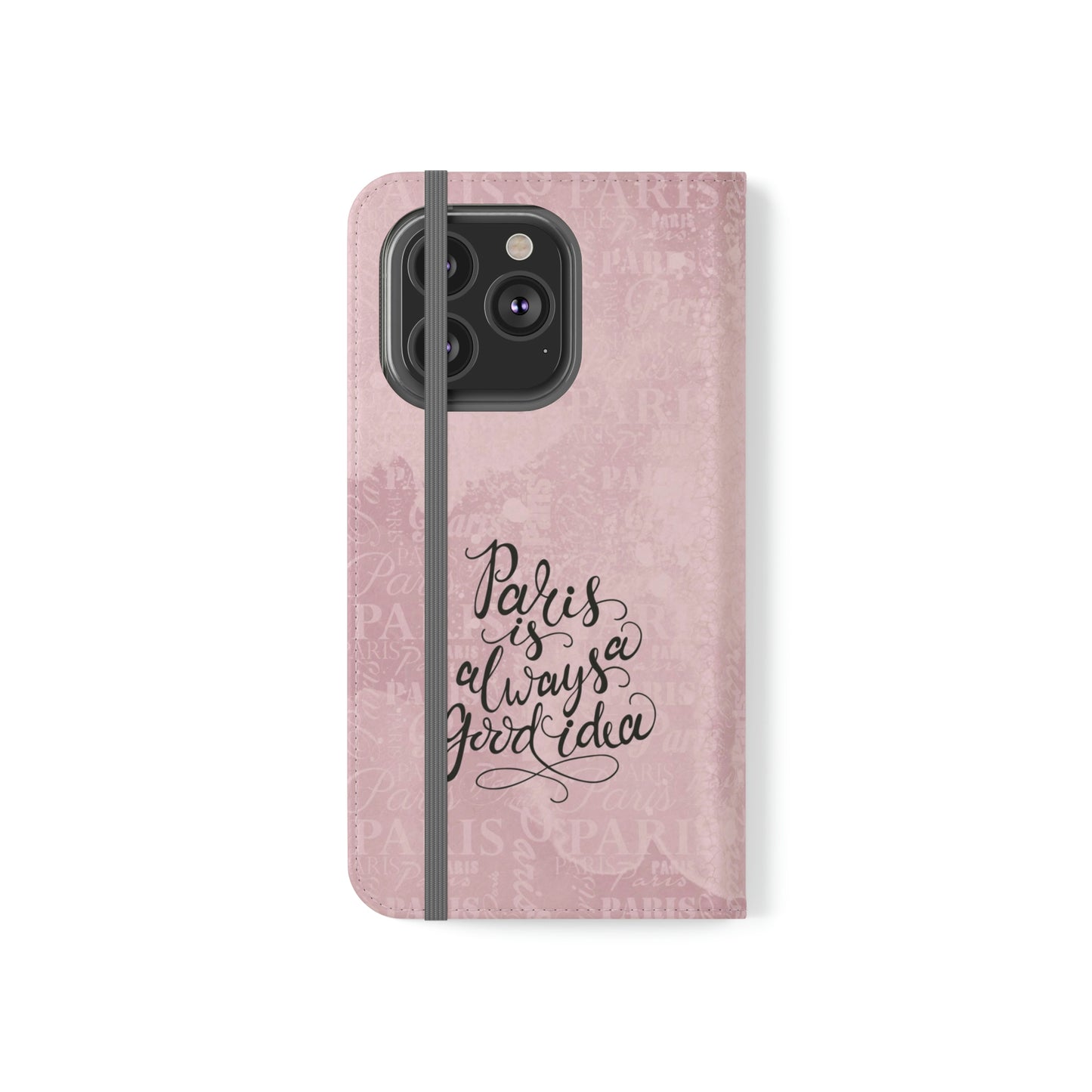 Audrey Hepburn Phone Case, Pink Paris Folio Phone Case, Paris is Always a Good Idea Smart Phone Folding Case