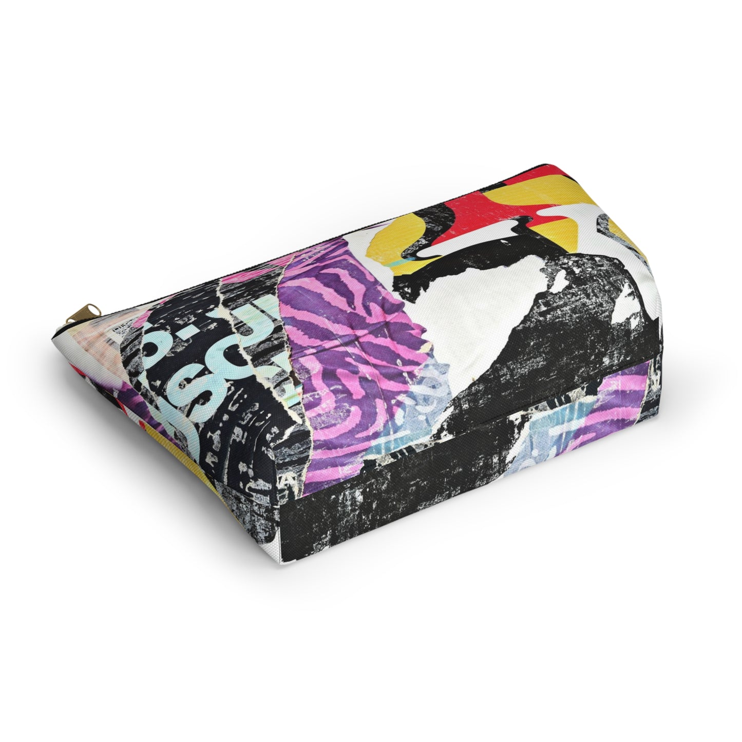 Urban Street Art Cosmetic Pouch w T-bottom, Accessory Pouch - Torn Poster Street Art Makeup Bag - Mixed Media Bag 23