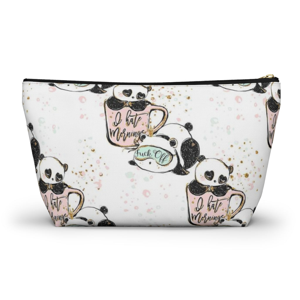 ADULT Not a Morning Panda Cosmetic Pouch w T-bottom, Accessory Pouch