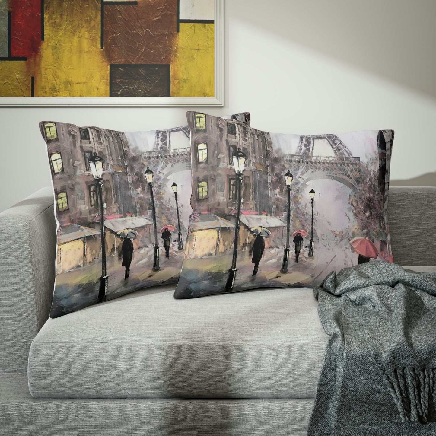 Eiffel Tower in Paris Pillow Sham - Custom Designed Paris Pillow Sham - Personalized Pillow Sham - Abstract Paris Painting Bed Pillow Covers