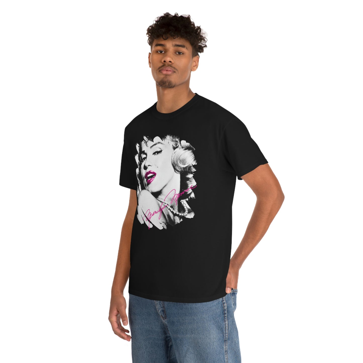 Black Marilyn Monroe Tee Shirt - Hot Lips, Pink