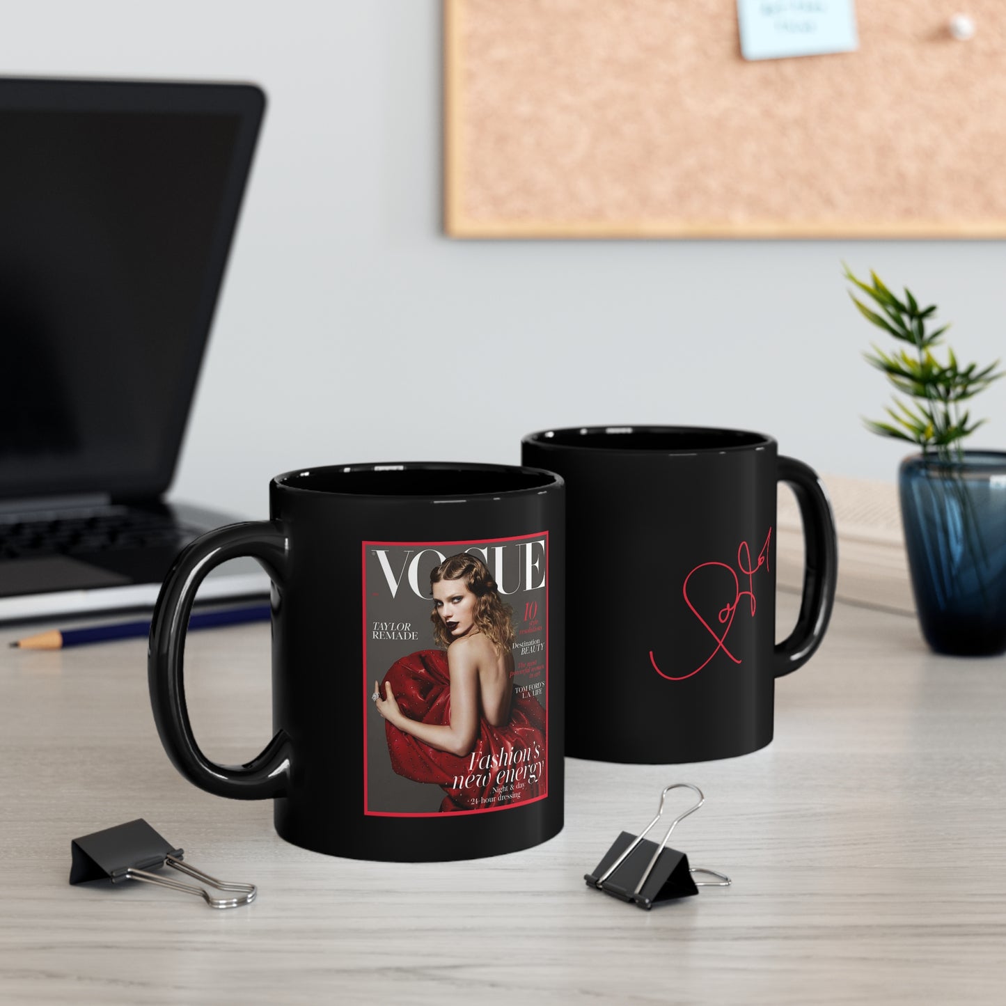 Taylor Swift VOGUE Magazine Cover Mug - 11oz Black Mug - Taylor Swift Autograph Mug