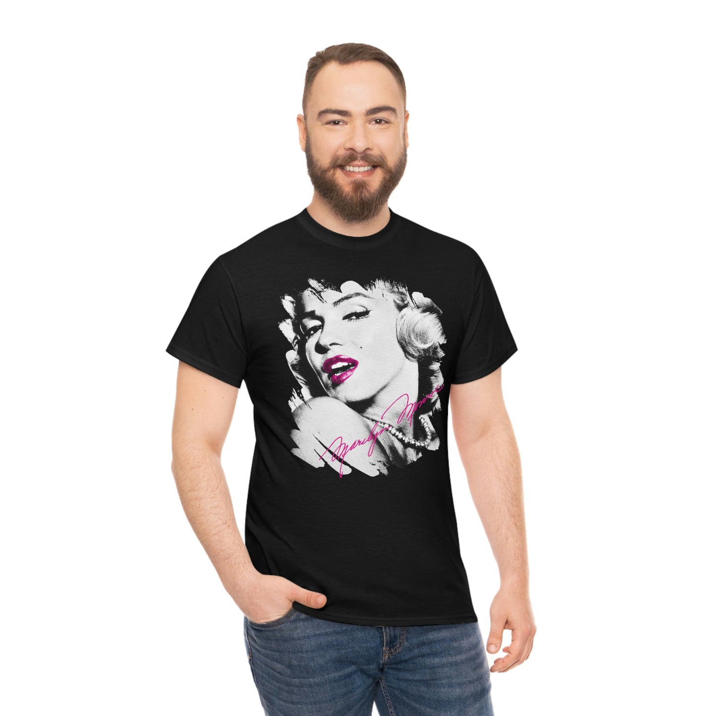 Black Marilyn Monroe Tee Shirt - Hot Lips, Pink