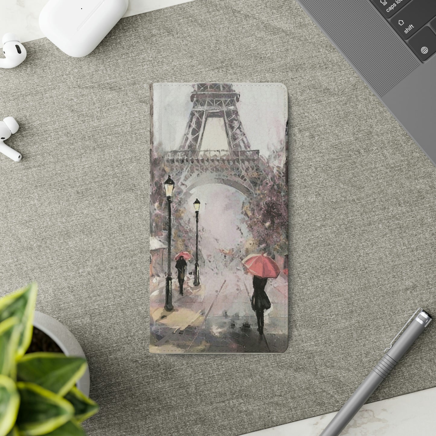 Personalized Eiffel Tower Paris Painting Phone Case, Folio Phone Case, Paris France Smart Phone Folding Case